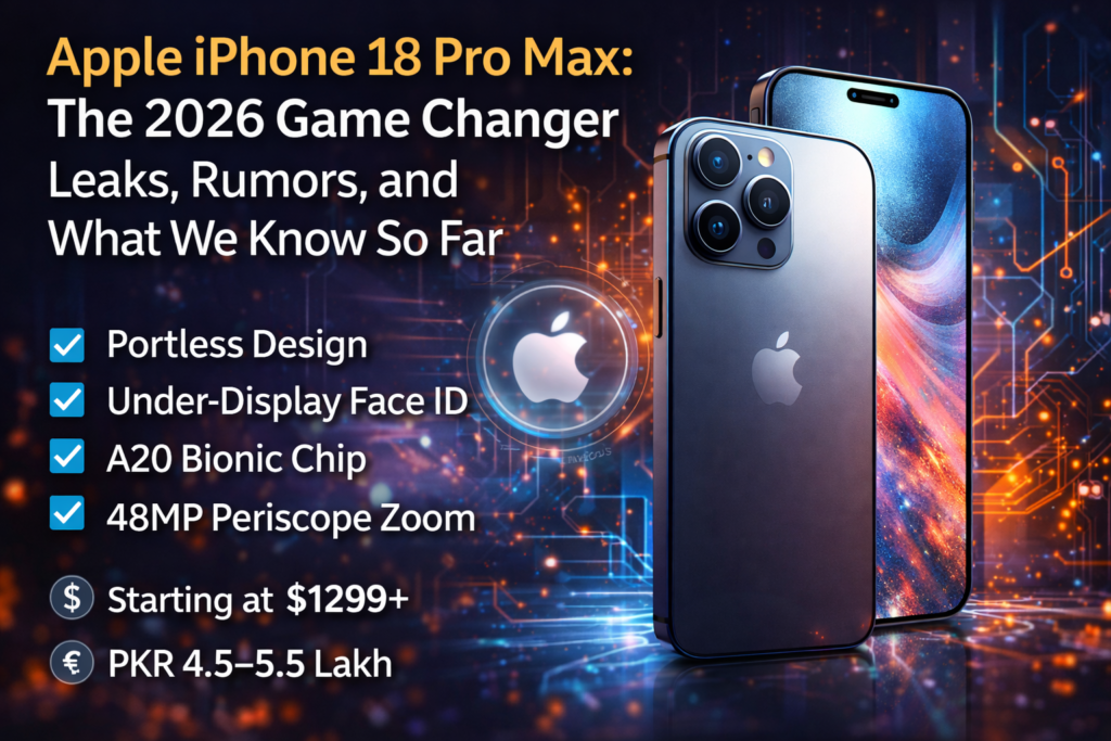 iPhone 18 Pro Max 2026 concept design with no notch and under-display FaceID - InfoHubPK