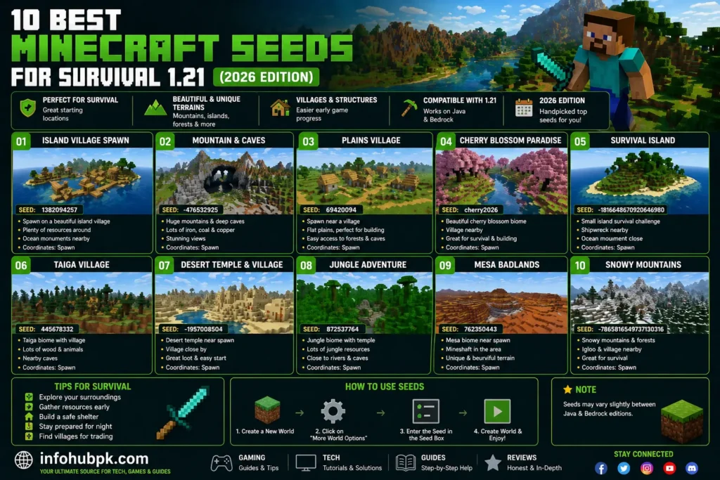 Beautiful Cherry Blossom crater biome in Minecraft 1.21 survival seed.